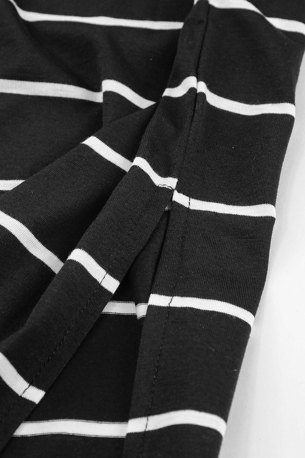Black Stripe Print Open Back Sleeveless Maxi Dress with Slits