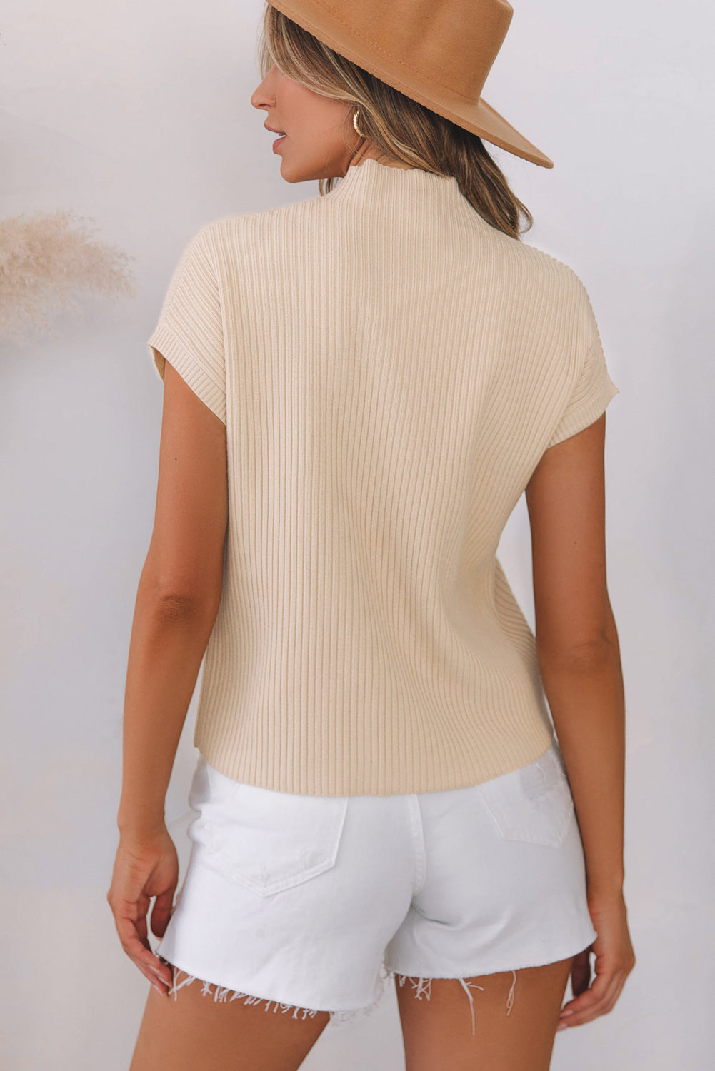 Blackish Green Patch Pocket Ribbed Knit Short Sleeve Sweater Dress