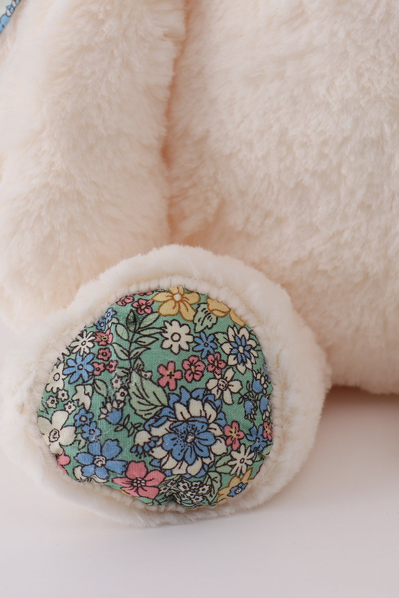 Cream floral plush bunny