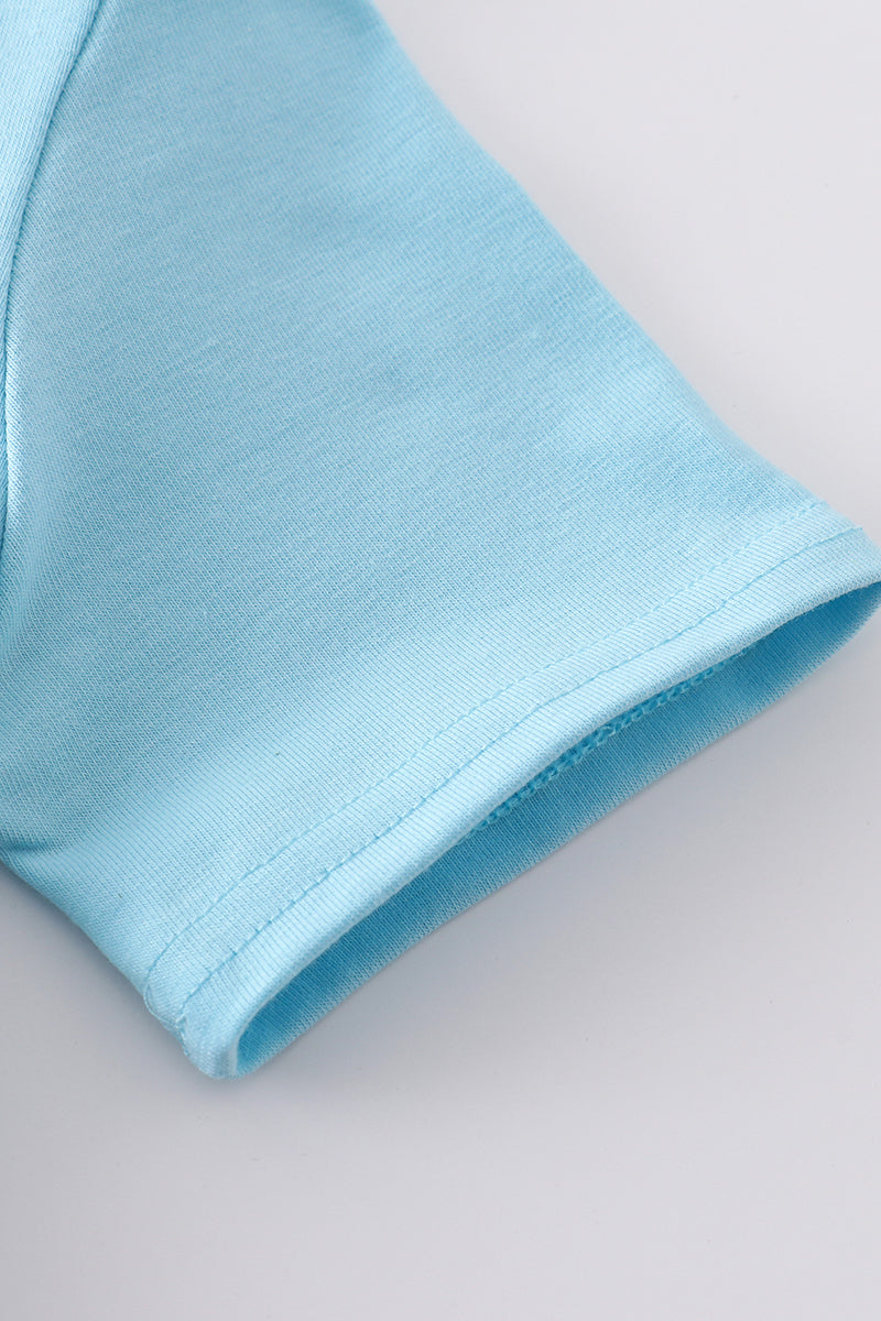 Blue rabbit applique boy top