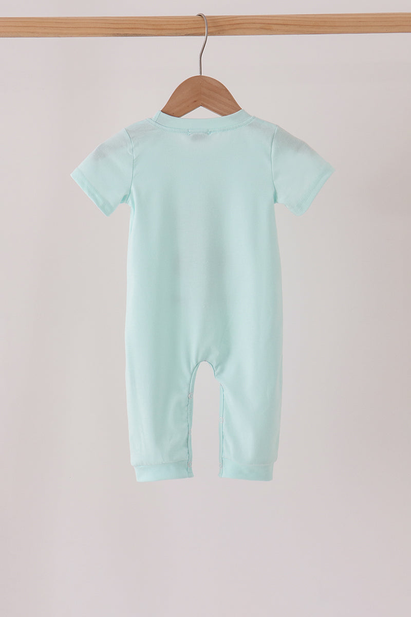 Blue goose embroidery romper