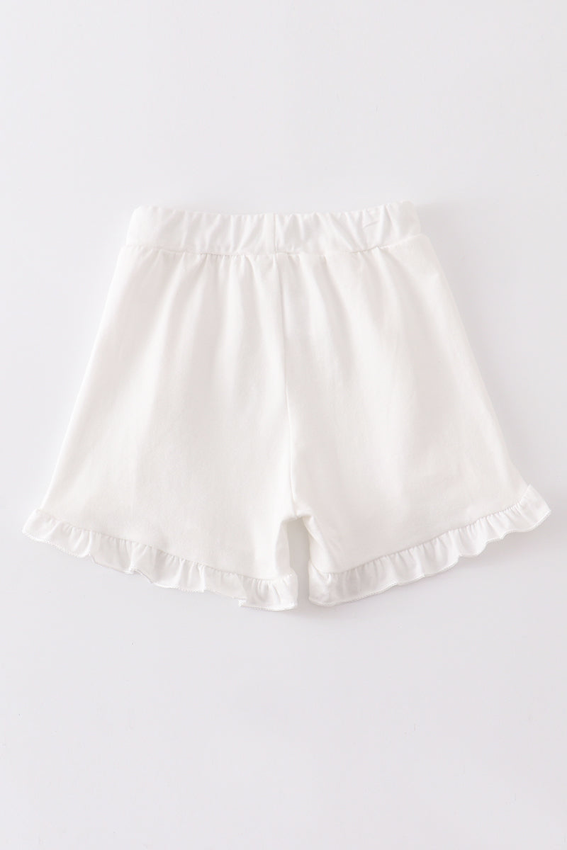 White ruffle girl shorts