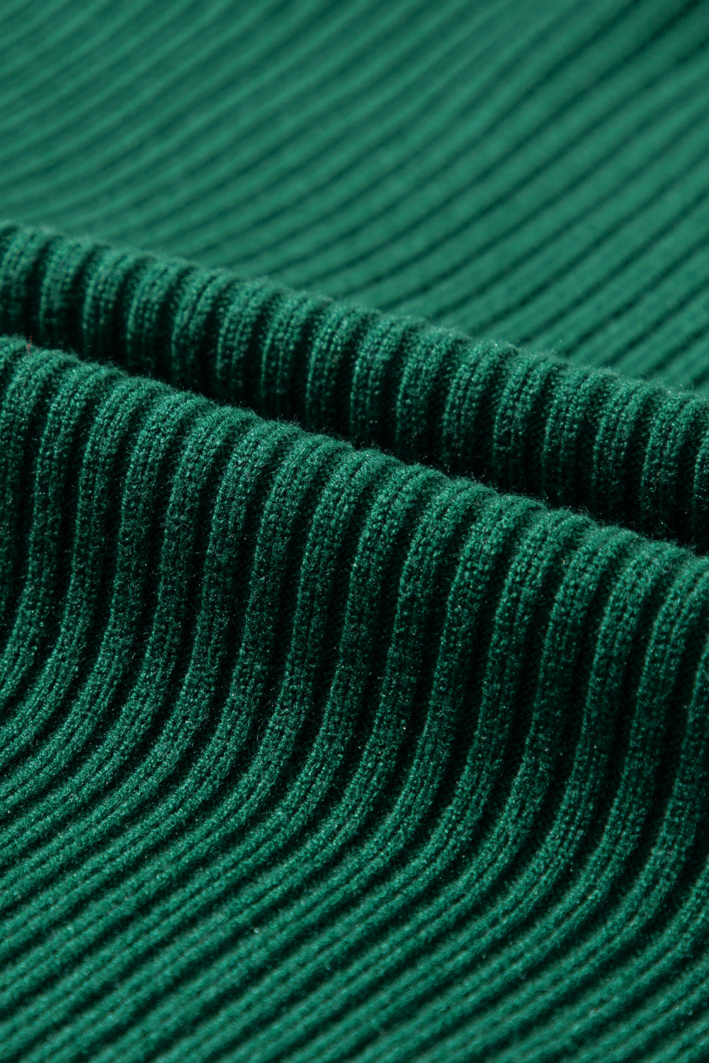 Blackish Green Patch Pocket Ribbed Knit Short Sleeve Sweater Dress