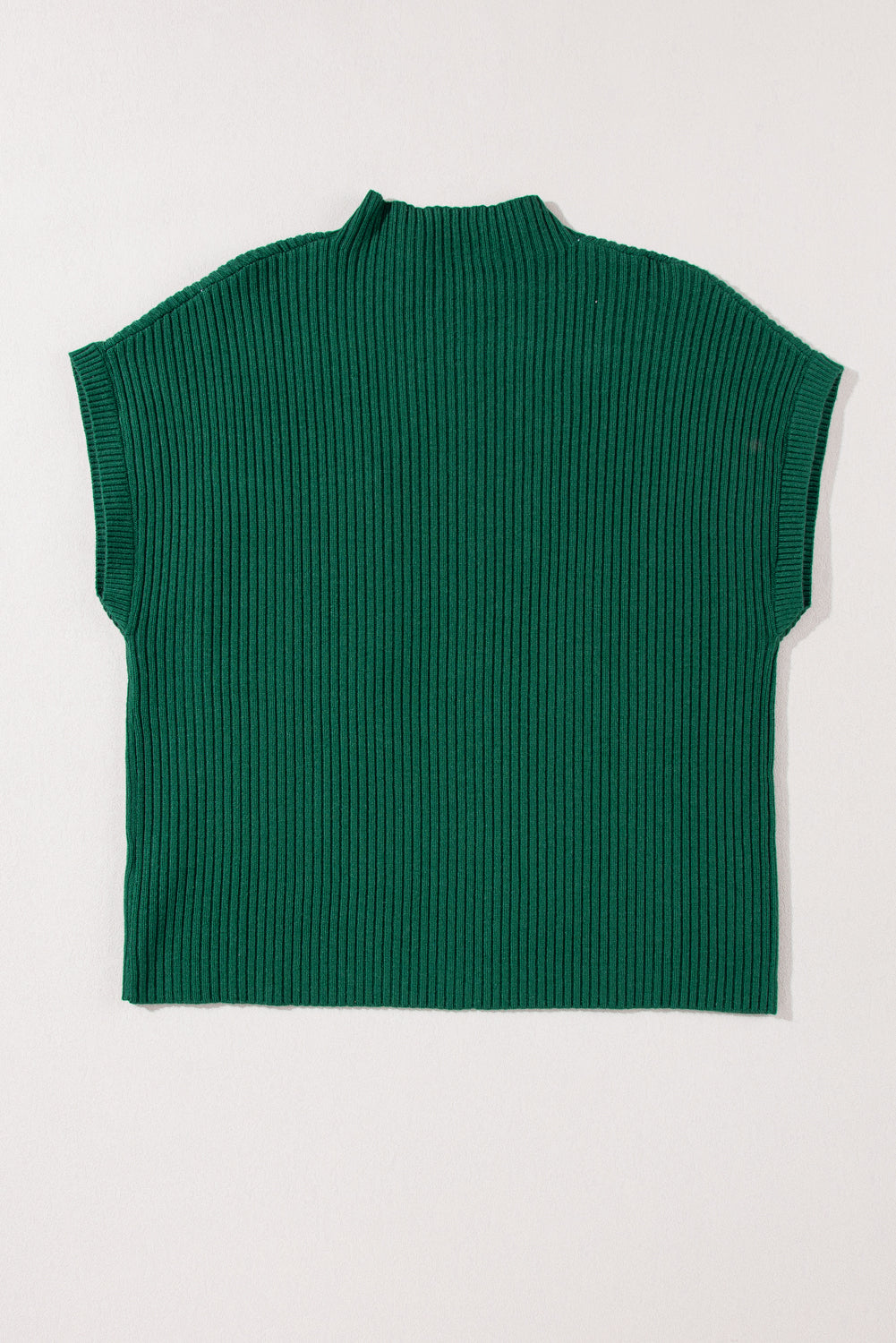 Blackish Green Patch Pocket Ribbed Knit Short Sleeve Sweater Dress