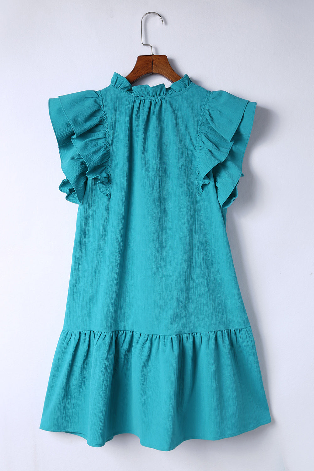 Black Tiered Ruffled Sleeves Mini Dress with Pockets