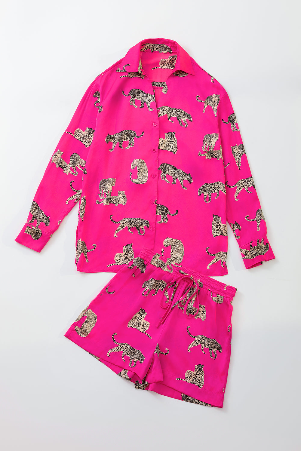 Black Leopard Print Button-up Long Sleeve Shirt Mini Dress