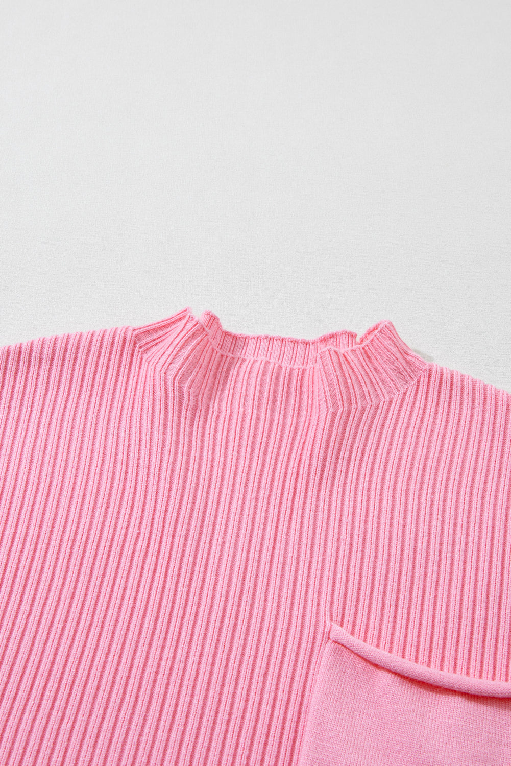 Blackish Green Patch Pocket Ribbed Knit Short Sleeve Sweater Dress