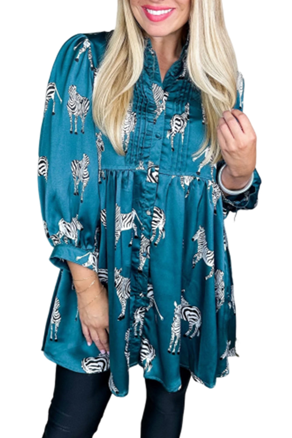 Black Leopard Print Button-up Long Sleeve Shirt Mini Dress