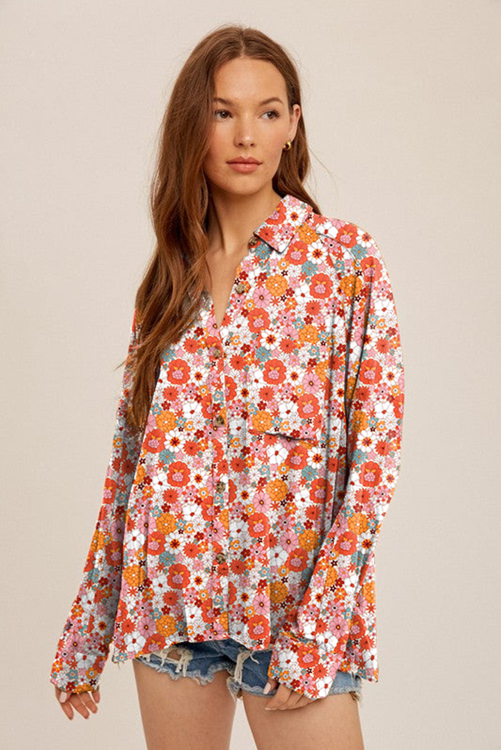 Yellow Boho Floral Collared Long Sleeve Ruffled Dress