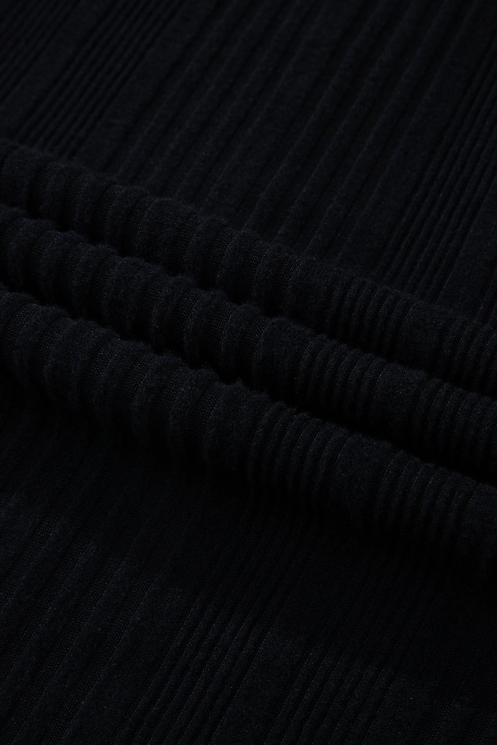 Black Color Block Drop Shoulder Rib Knit Mini Dress
