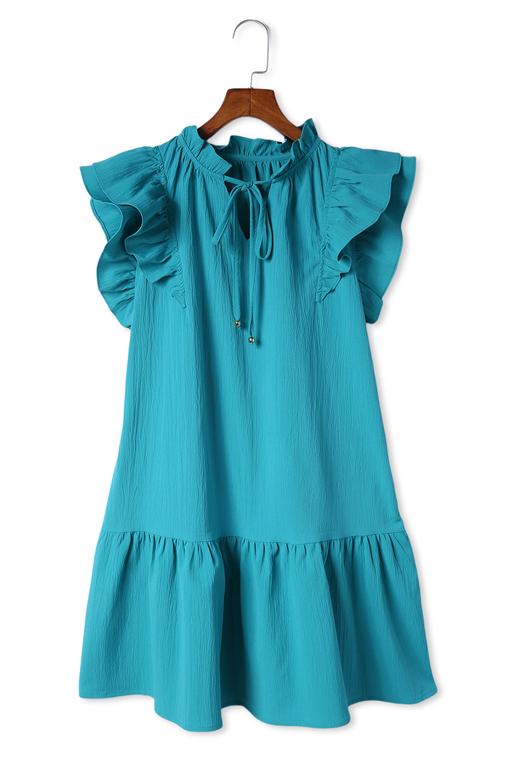 Black Tiered Ruffled Sleeves Mini Dress with Pockets