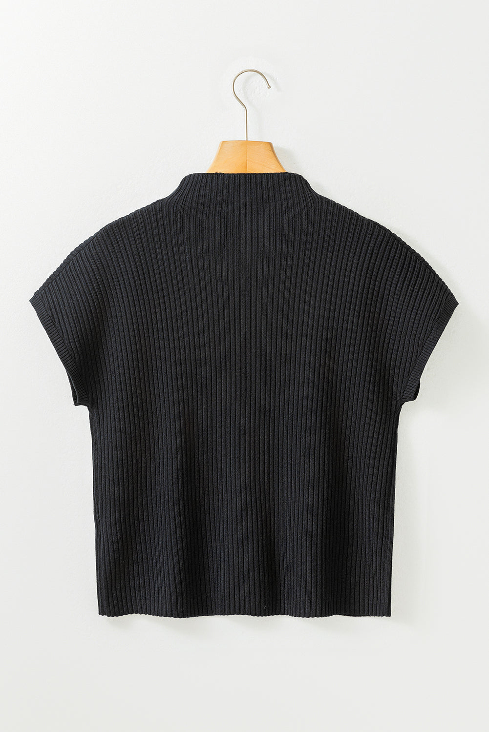 Blackish Green Patch Pocket Ribbed Knit Short Sleeve Sweater Dress