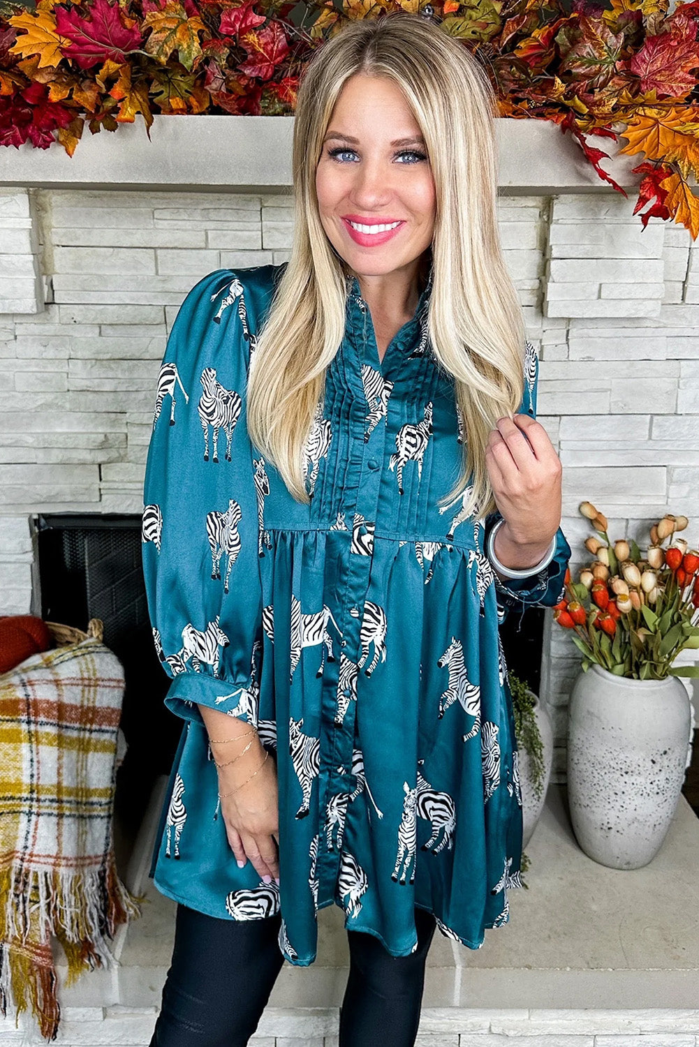 Black Leopard Print Button-up Long Sleeve Shirt Mini Dress