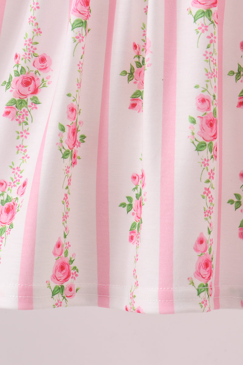 Pink Pumpkin Embroidery Ruffle Shorts Set