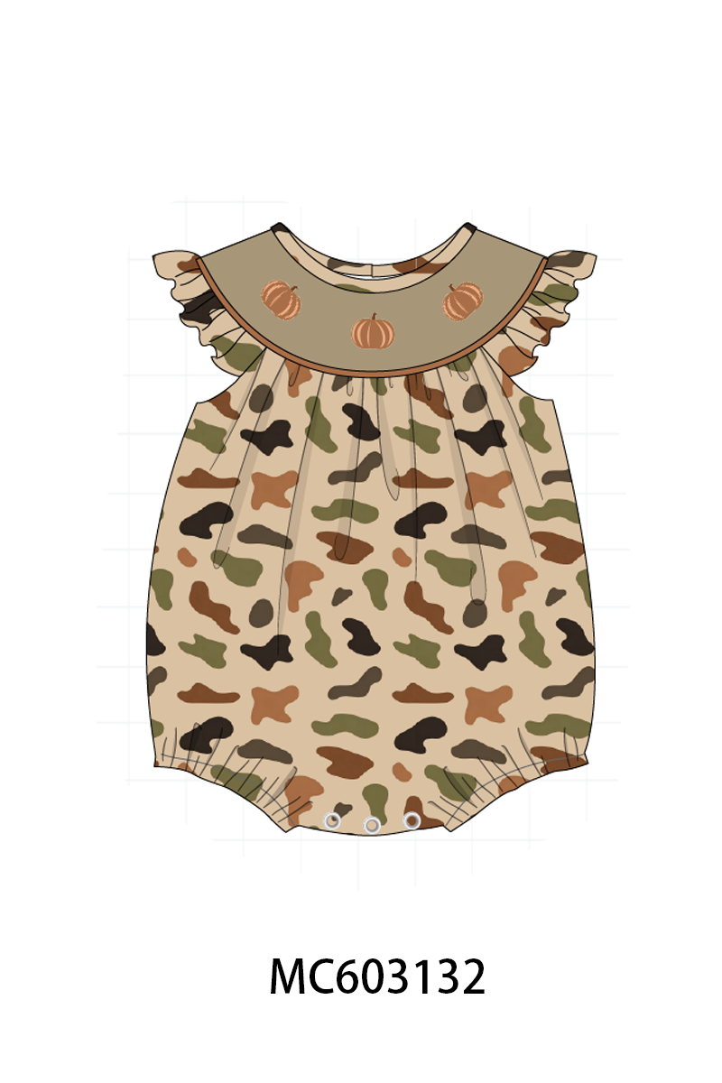 Camouflage Pumpkin Embroidery Ruffle Bubble