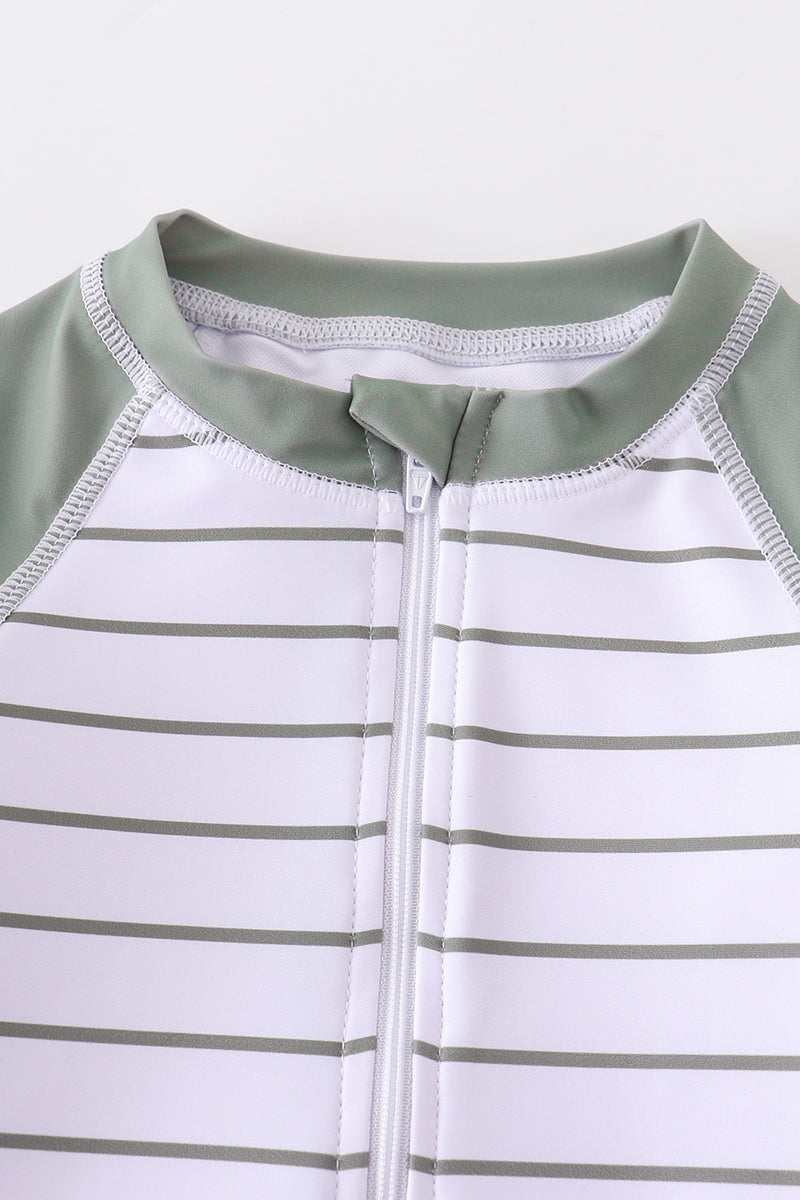 Green stripe boy swimsuit
