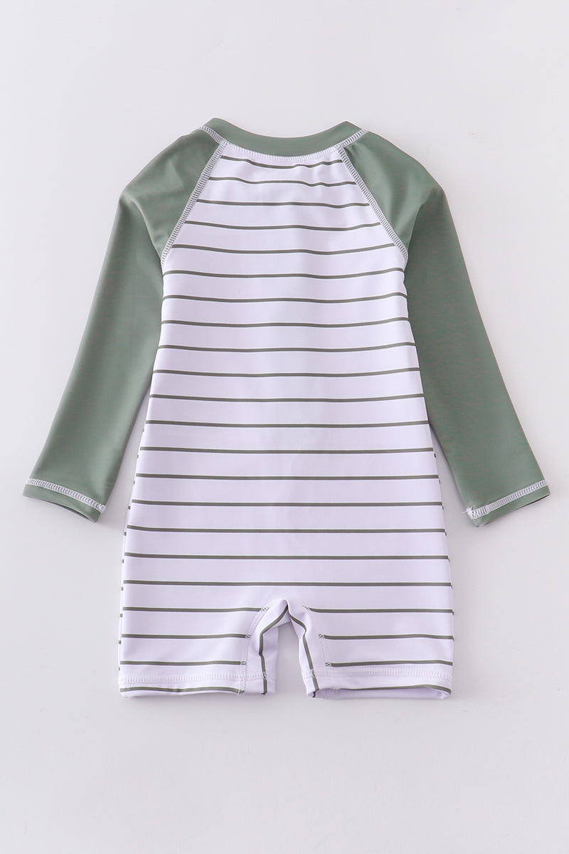 Green stripe boy swimsuit