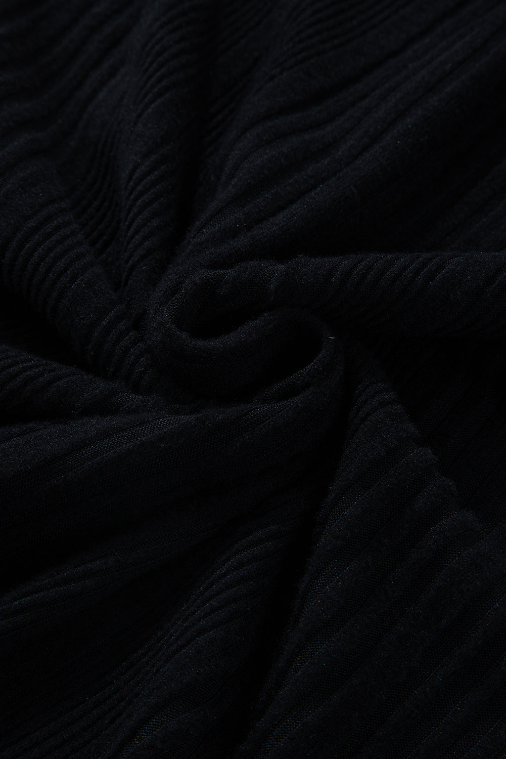 Black Color Block Drop Shoulder Rib Knit Mini Dress