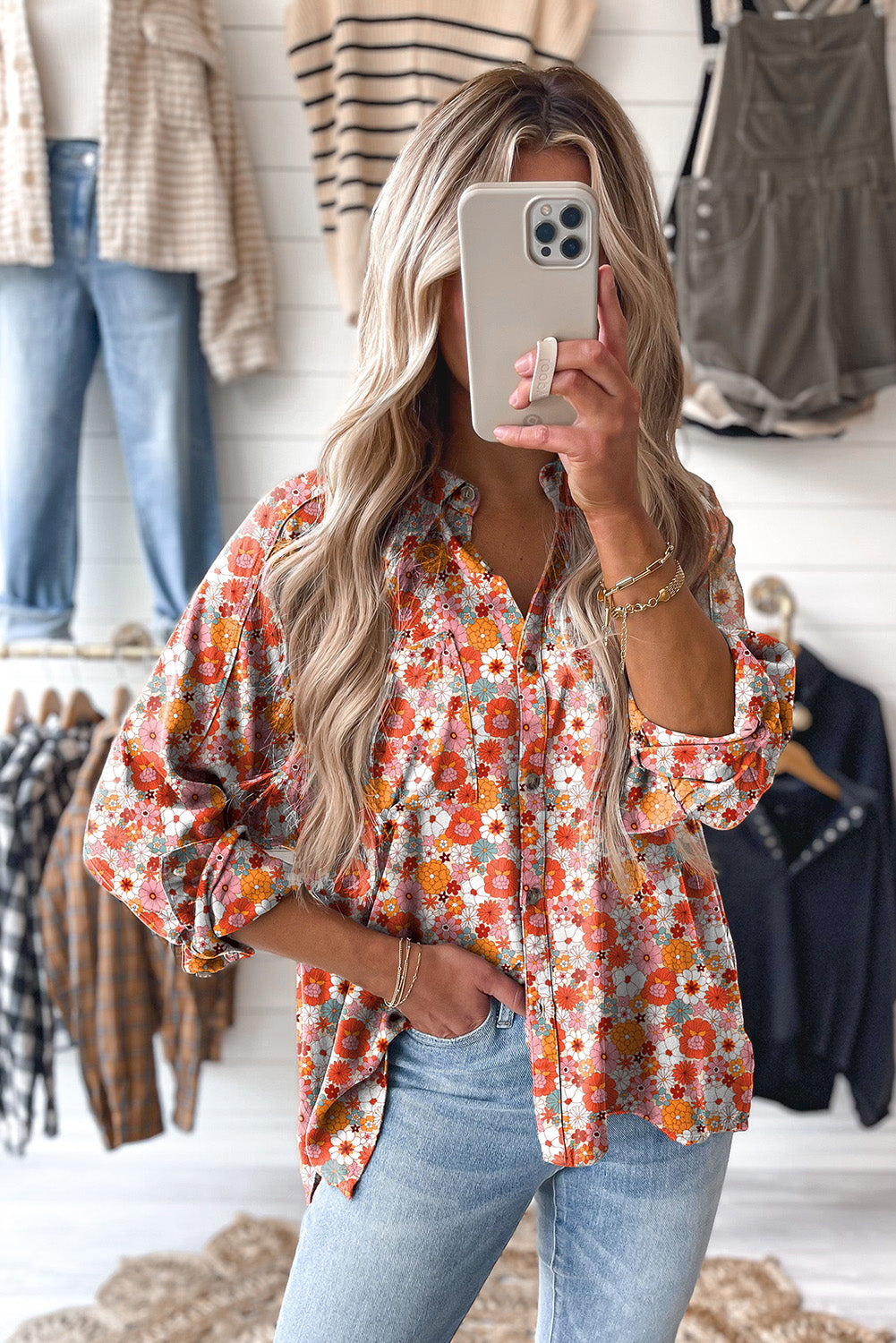 Yellow Boho Floral Collared Long Sleeve Ruffled Dress