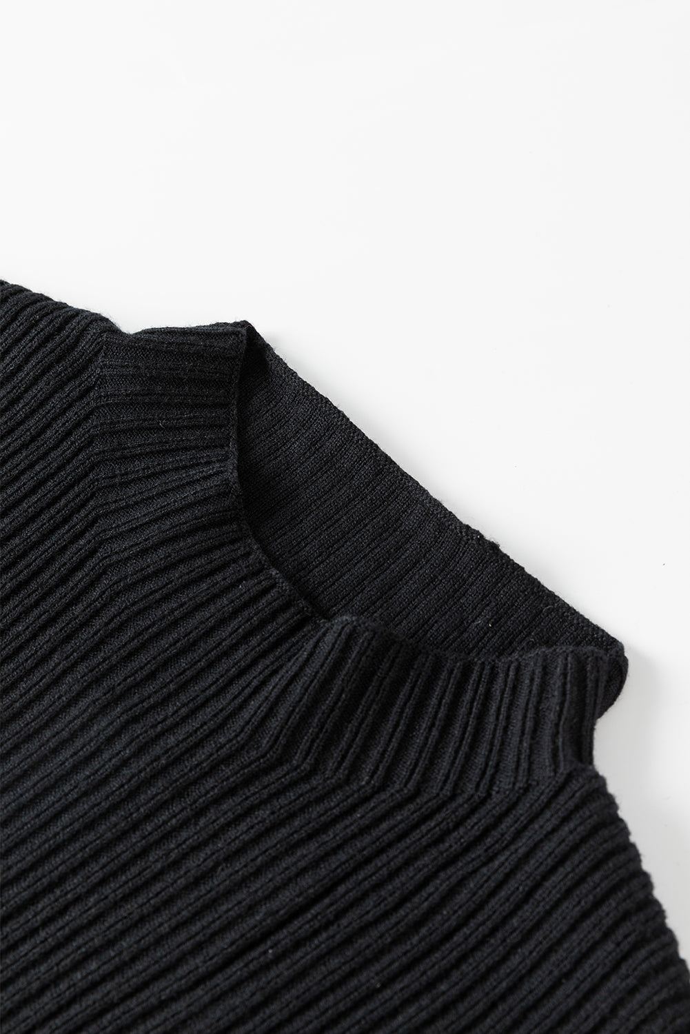 Blackish Green Patch Pocket Ribbed Knit Short Sleeve Sweater Dress