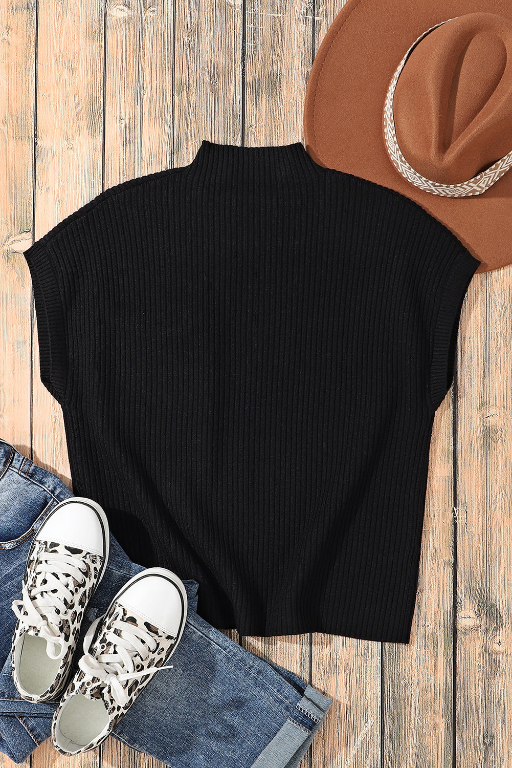 Blackish Green Patch Pocket Ribbed Knit Short Sleeve Sweater Dress