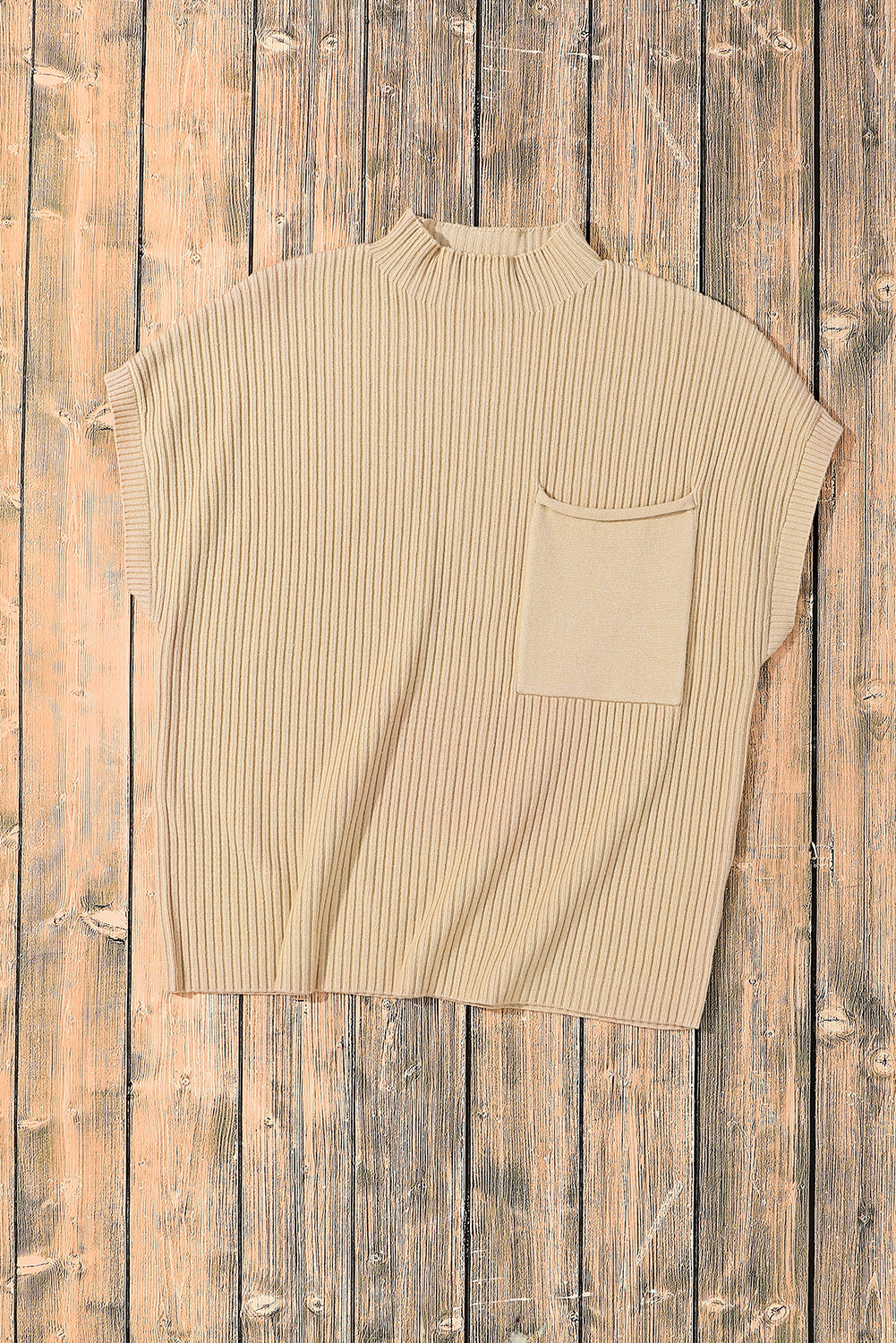 Blackish Green Patch Pocket Ribbed Knit Short Sleeve Sweater Dress