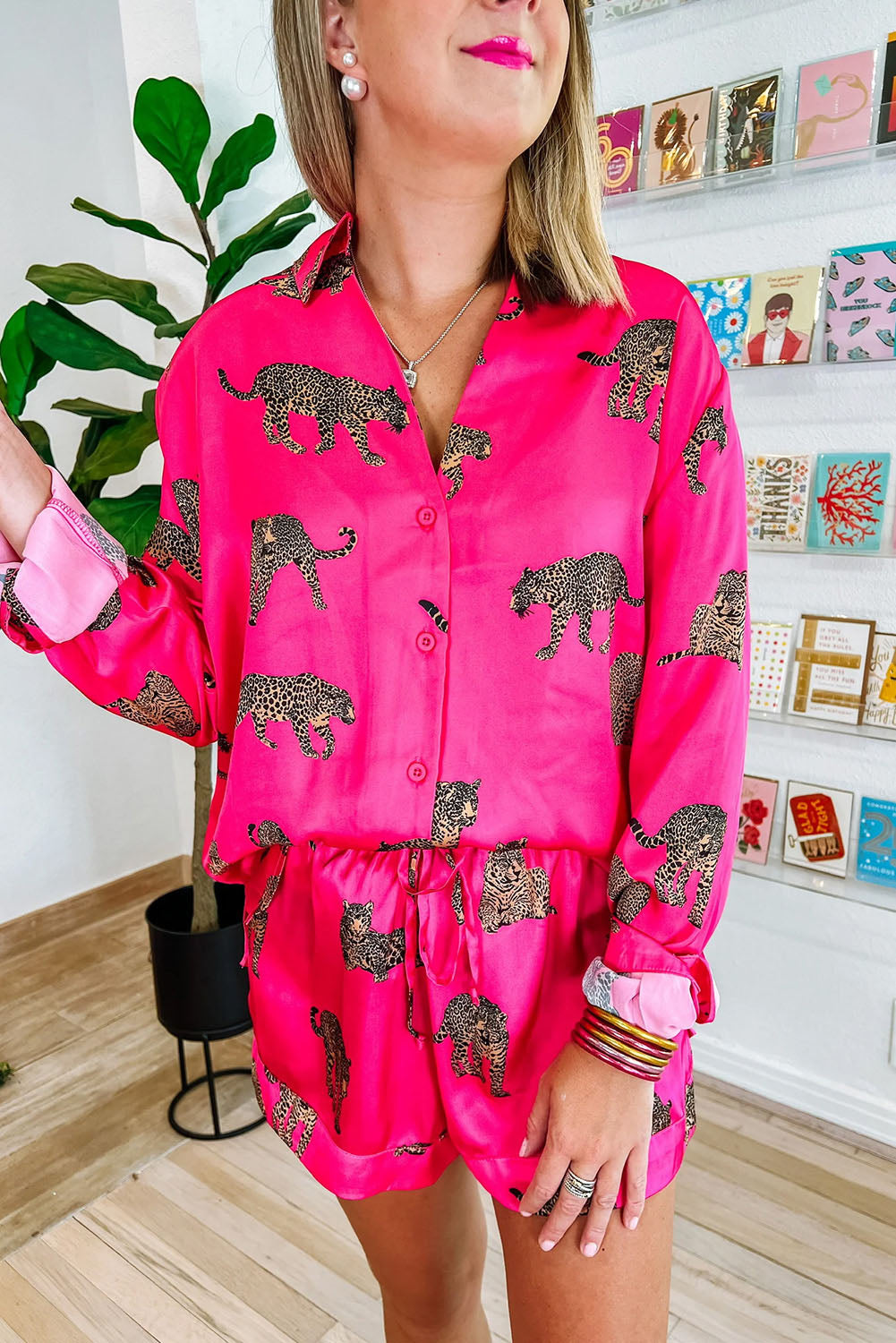 Black Leopard Print Button-up Long Sleeve Shirt Mini Dress