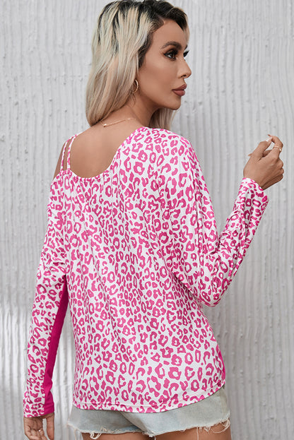 Gray Contrast Solid Leopard Short Sleeve T-shirt Dress with Slits