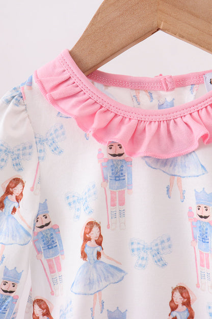 Pink bow nutcracker ruffle bubble