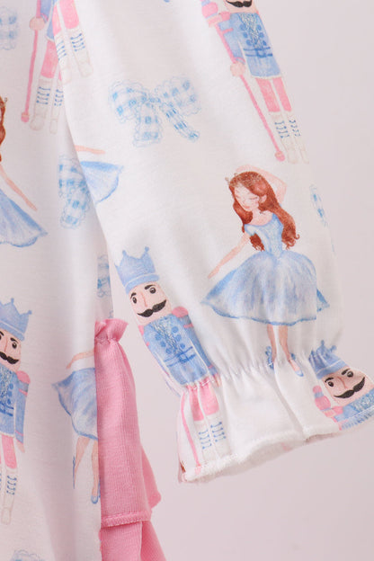 Pink bow nutcracker ruffle bubble