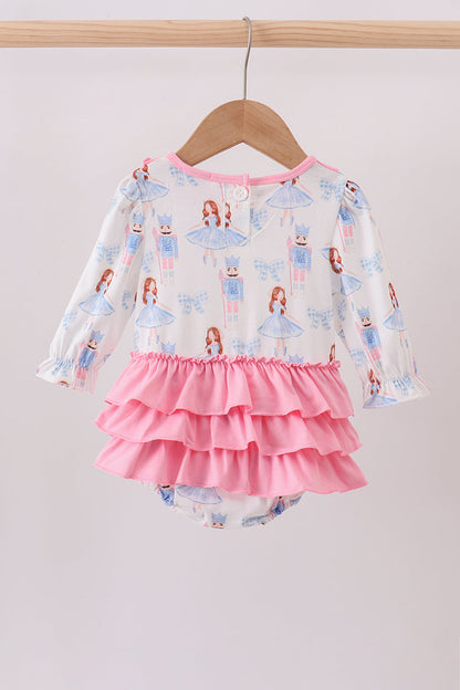 Pink bow nutcracker ruffle bubble