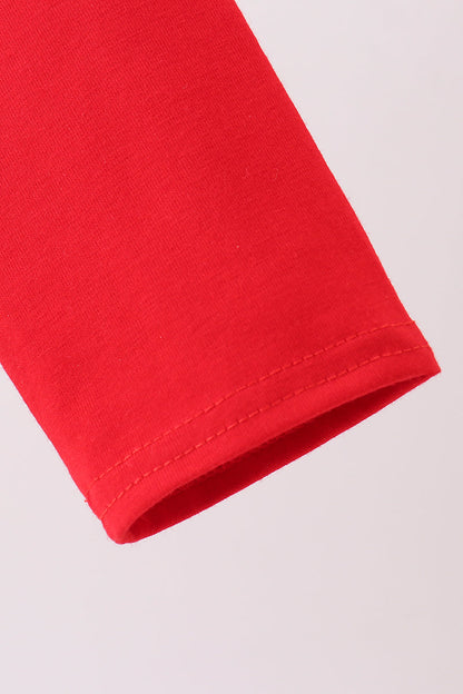 Red car embroidery stripe top