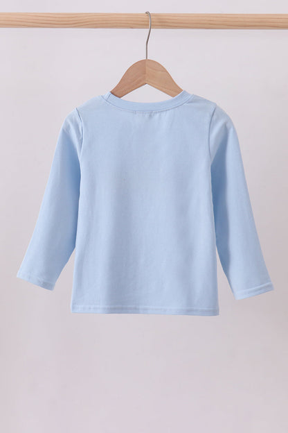 Blue construction embroidery top