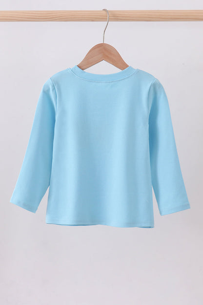 Blue character embroidery top