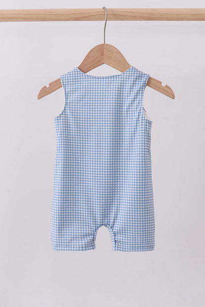 Blue character smocked gingham jonjon