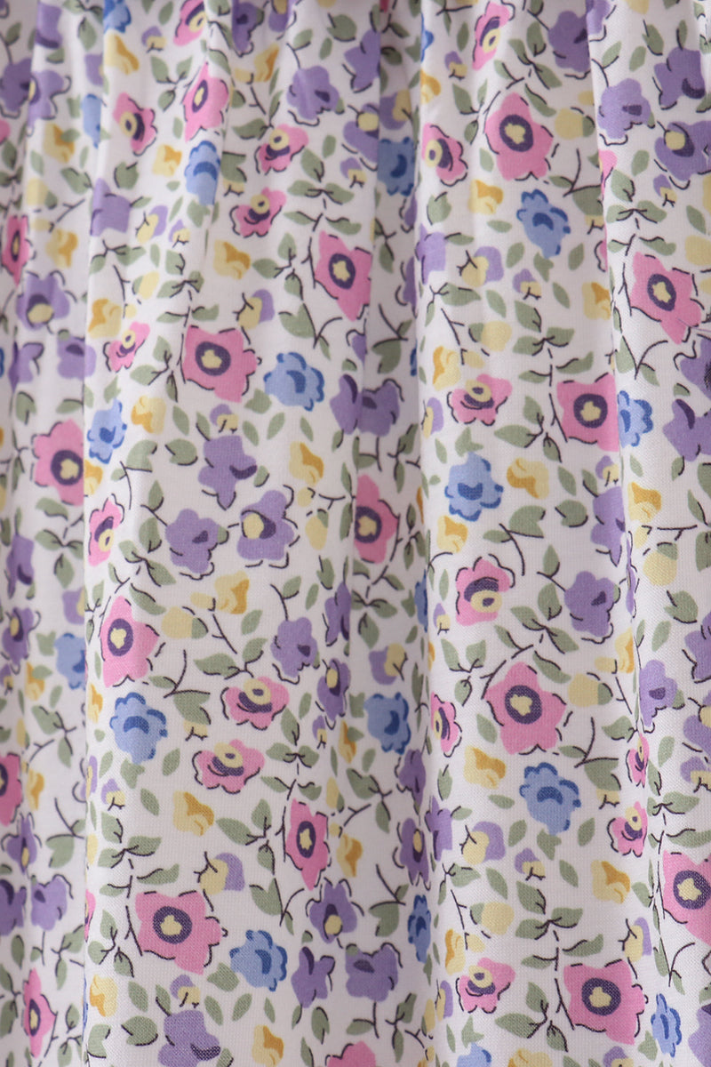 Purple floral goose applique ruffle dress
