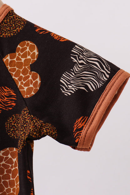 Brown character bamboo romper