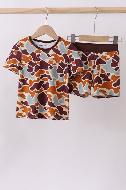 Camouflage print bamboo pajama set