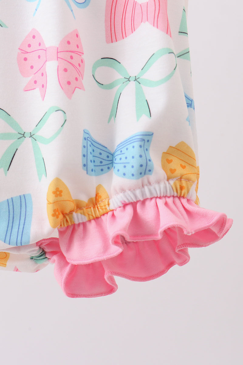 Pink bow I love MOMMY smocked bubble