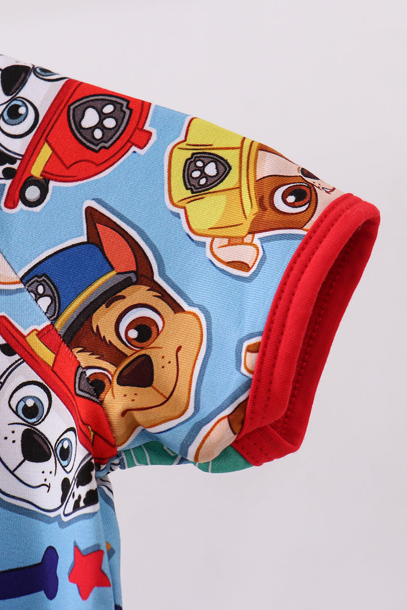 Blue character bamboo romper