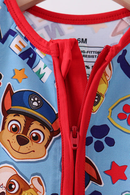 Blue character bamboo romper