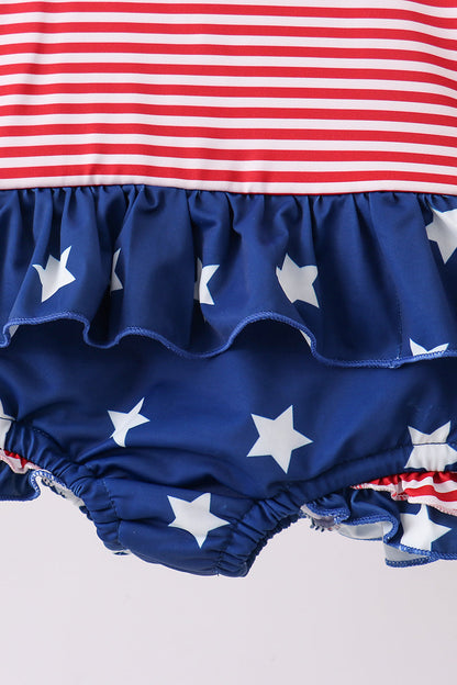 Blue star stripe one-piece swimsuit