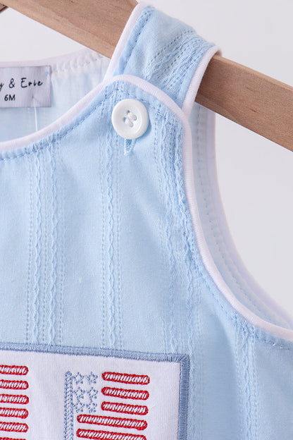 Blue flag smocked jacquard bubble