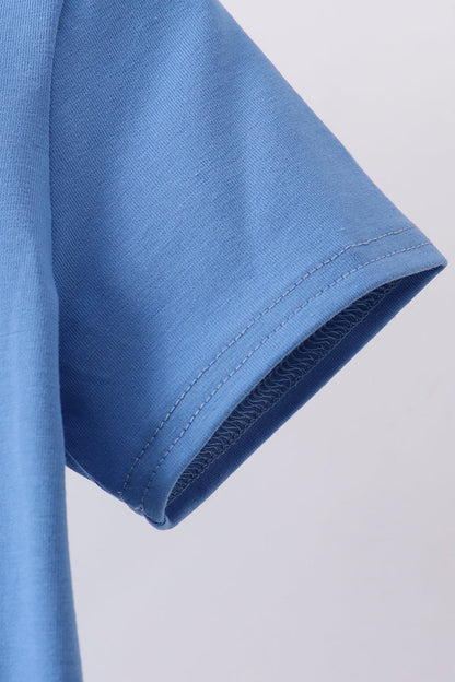 Blue flag embroidery top
