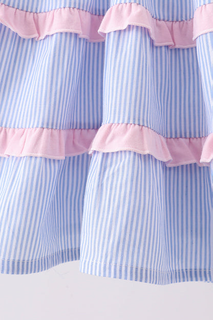 Blue Stripe Smocked Seersucker Mom Dress