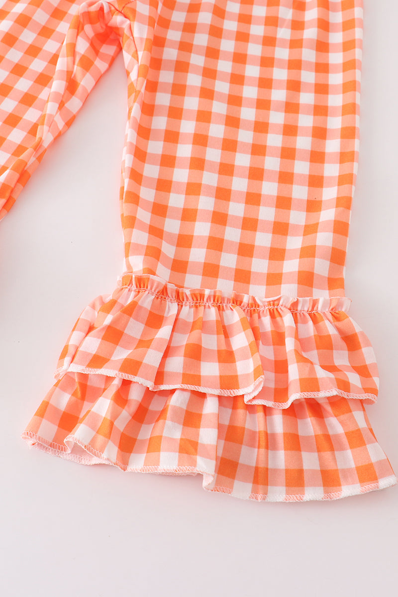 Sage pumpkin embroidery girl set