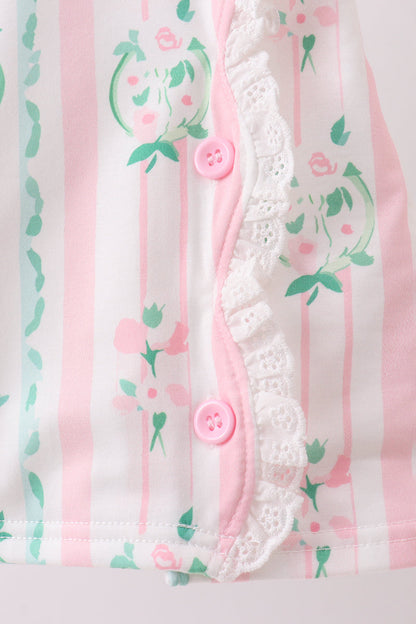 Pink floral print bow dress