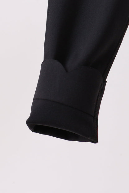 Black Scalloped Yoga Active Leggings