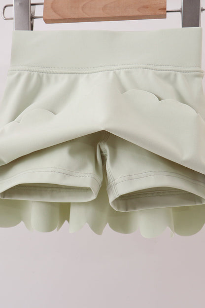 Green Scalloped Yoga Skorts Set