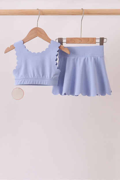 Violet Scalloped Yoga Skorts Set